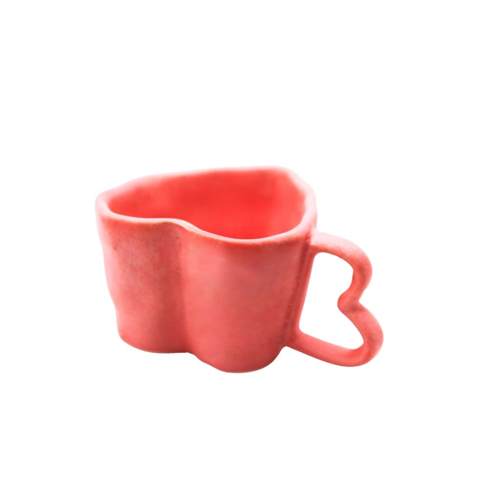 Rare Planet Handcrafted Pink Heart-Shaped Ceramic Mug Pack of 1 - Unique Coffee & Tea Mug for Boyfriend & Girlfriend Aesthetic Drinkware - Valentine's Day Gift Daily Use & Home Decor