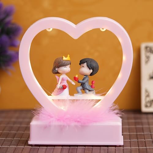 eCraftIndia Valentine Gift for Girlfriend Boyfriend| Purple Resin Miniature Cute Couple Statue Girl on Boy's Shoulder Decorative Showpiece Valentine Day Gift for Husband Wife|Valentine Decoration Item