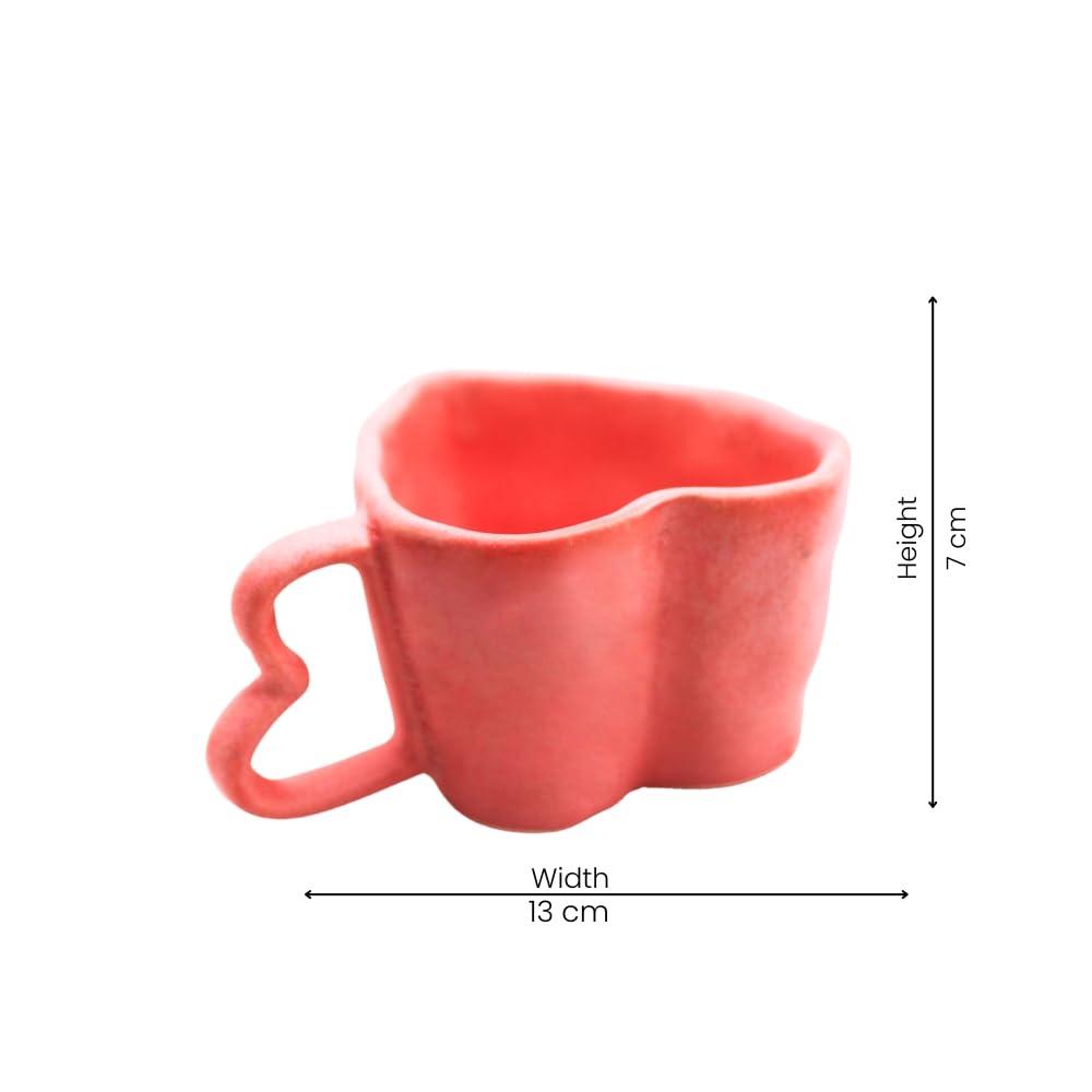 Rare Planet Handcrafted Pink Heart-Shaped Ceramic Mug Pack of 1 - Unique Coffee & Tea Mug for Boyfriend & Girlfriend Aesthetic Drinkware - Valentine's Day Gift Daily Use & Home Decor