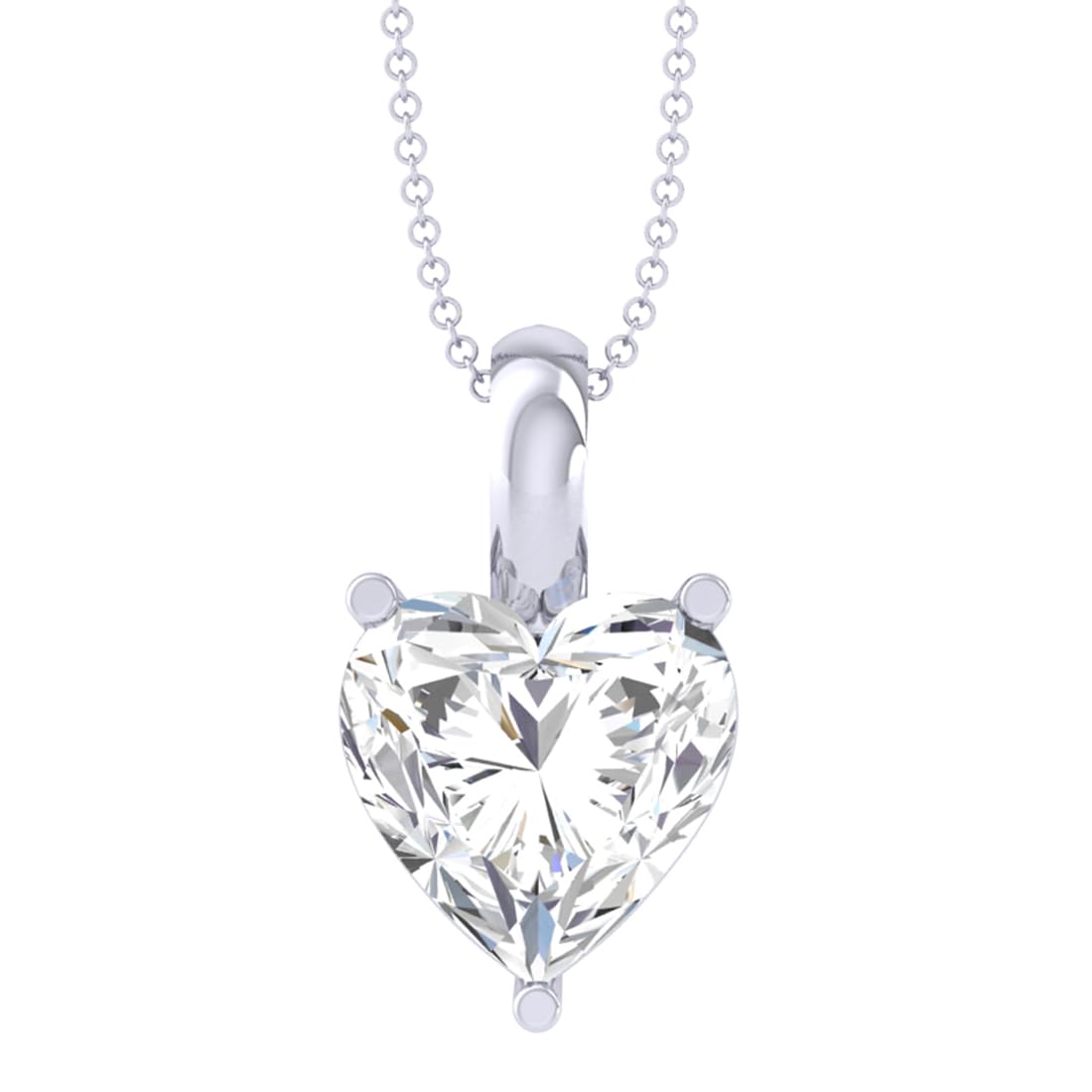 Clara 92.5 Sterling Silver White Gold Plated Heart Solitaire Pendant Chain Necklace | Valentine Gift for Women & Girls