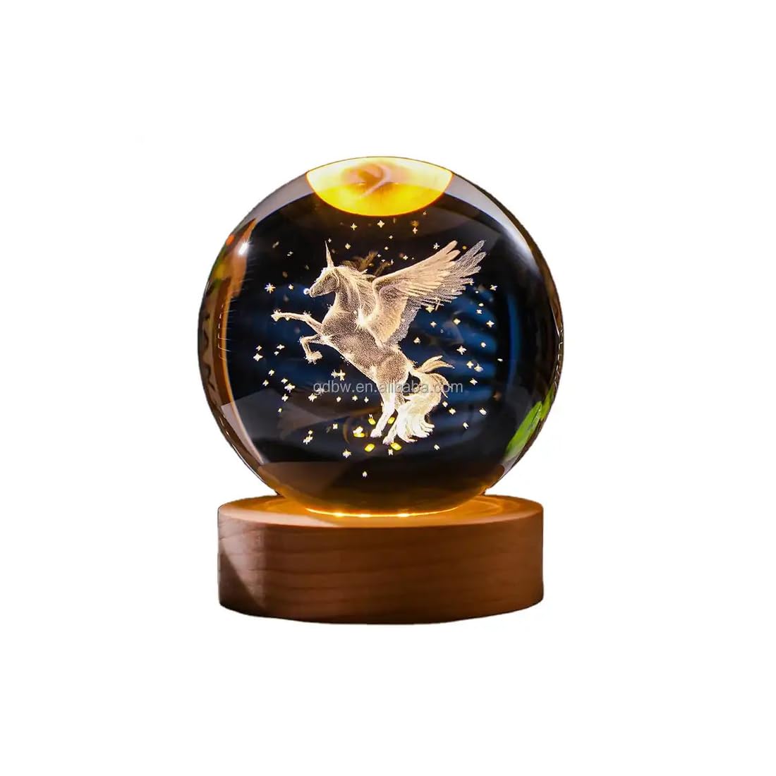 GITGRNTH 3D Unicorn Crystal Ball Lamp - Unicorn System Night Light, 3D Unicorn Crystal Ball, Galaxy Lamp Ball, Galaxy Crystal Ball Light Lamp with USB Powered 3.15 Inch LED Wooden Base (Unicorn)