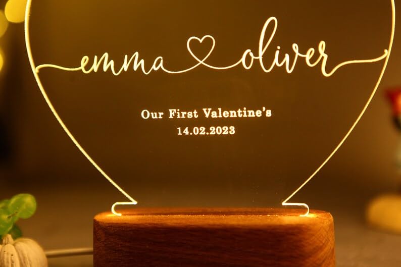 Valentine Gifts, 3D Acrylic Writing pad with Pen Message Board rewritable Table lamp for Study LED Light Office Home Decor Gift