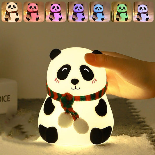 One94Store Rechargeable Silicone Panda Night Light for Kids | 7-Color LED Changing Lamp |Adorable Room Decor & Gift for Toddlers, Teens, & Valentine's Day Present|Soft BPA-Free Nightlight| Multicolour