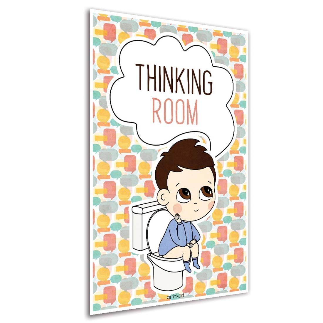 ArtinKart- Thinking Room, Washroom Posters for Wall, Funny Posters for Bathroom, Toilet, Door (Paper, 12x18 inch, Multicolor, Unframed)