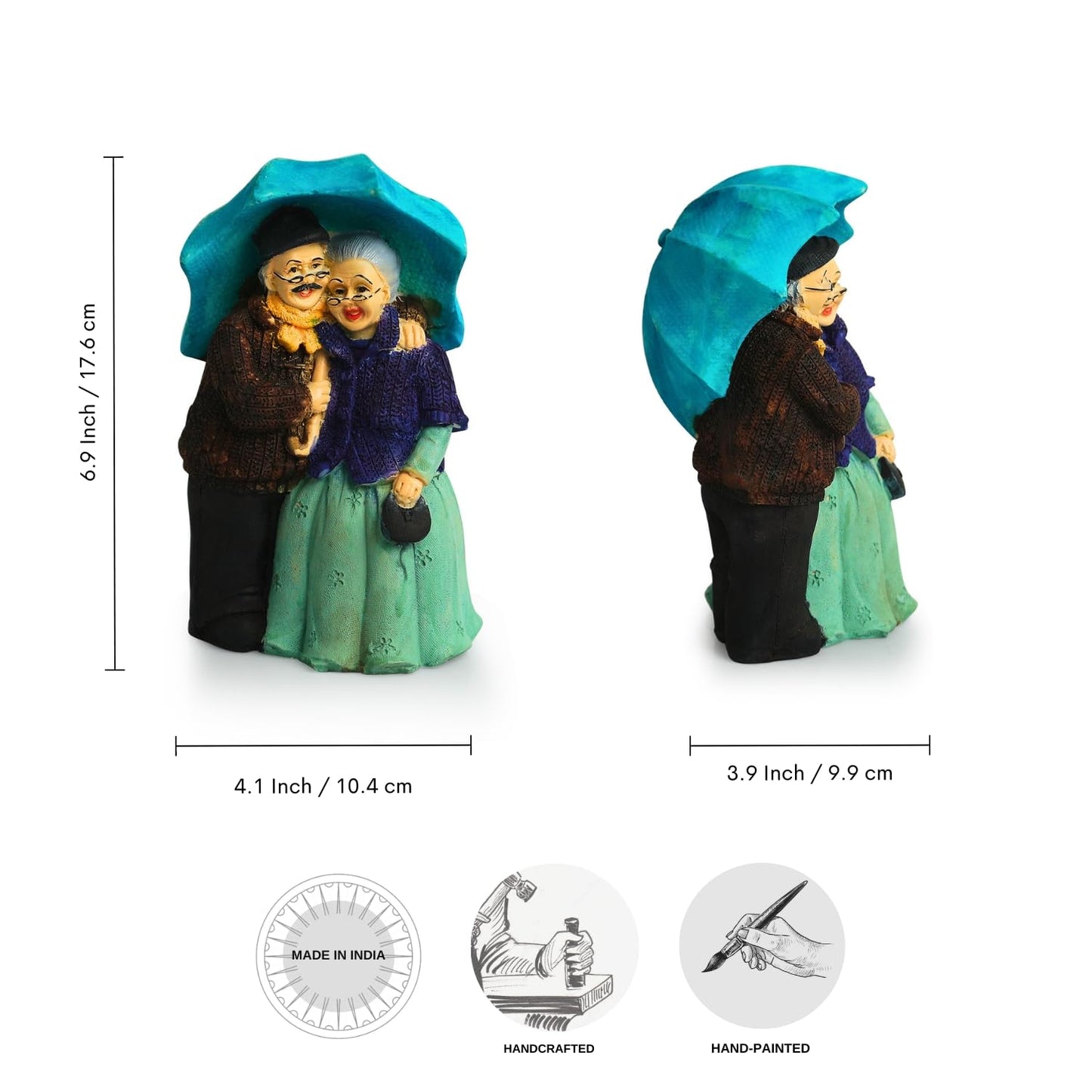 Valentine Gift, ExclusiveLane 'Italian Chit-Chatting Old Couple' Decorative Couple Showpiece for Home Décor (Resin, 6.7 Inches) |Showpiece for Living Room Showpiece for Gift for Husband Wife Grandparent Couple Statue