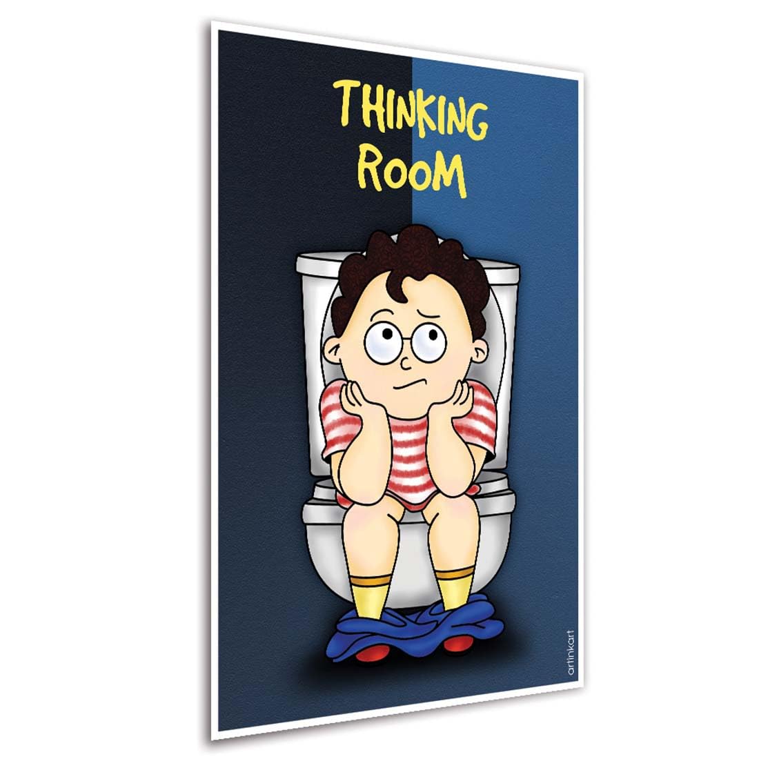 ArtinKart- Thinking Room, Washroom Posters for Wall, Funny Posters for Bathroom, Toilet, Door (Paper, 12x18 inch, Multicolor, Unframed)