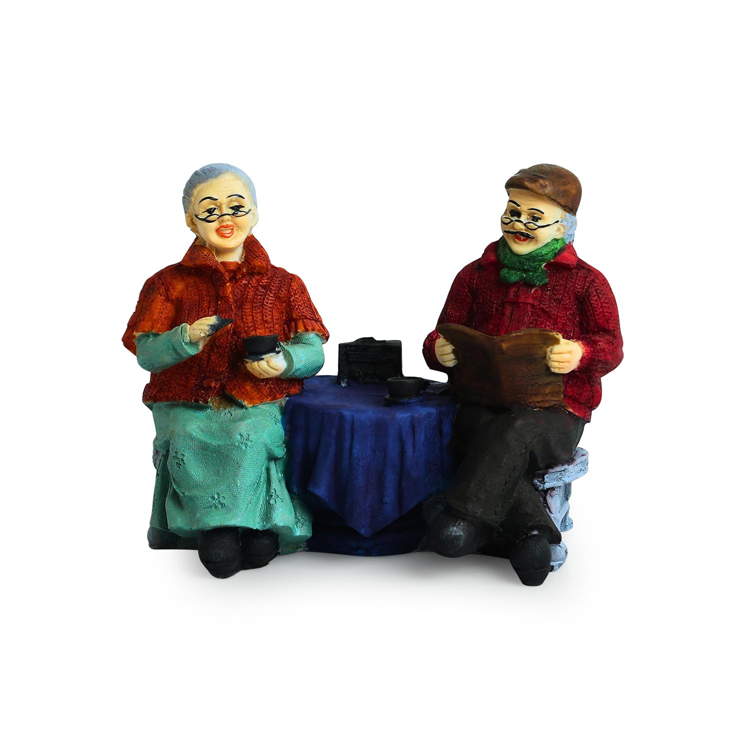 ExclusiveLane 'Italian Chit-Chatting Old Couple' Decorative Couple Showpiece for Home Décor (Resin, 6.7 Inches) |Showpiece for Living Room Showpiece for Gift for Husband Wife Grandparent Couple Statue