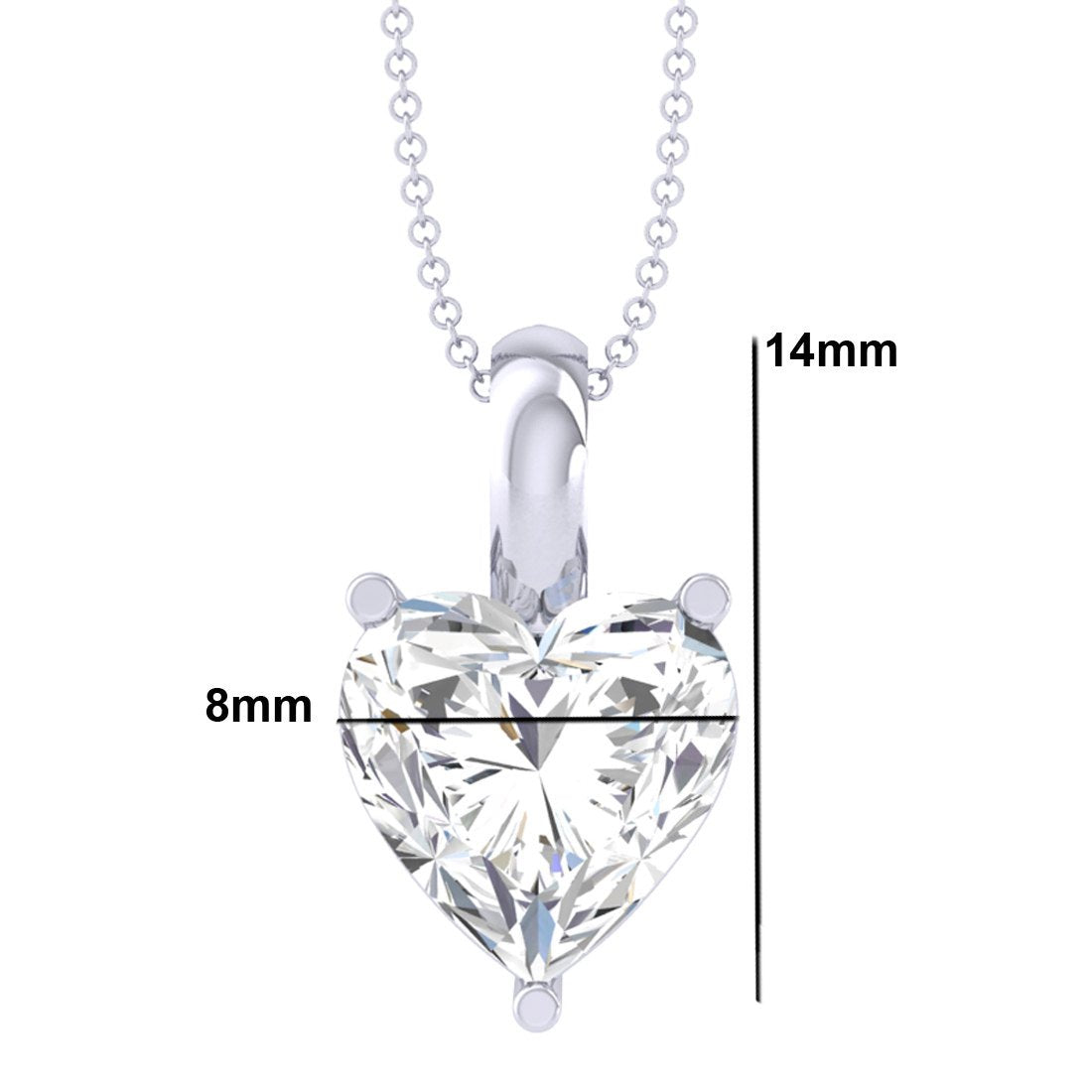 Clara 92.5 Sterling Silver White Gold Plated Heart Solitaire Pendant Chain Necklace | Valentine Gift for Women & Girls