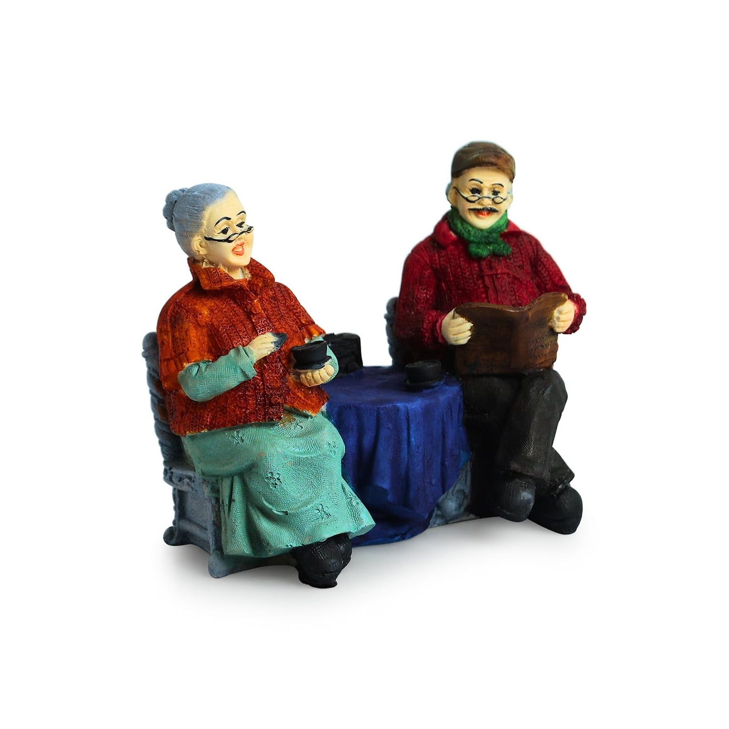 ExclusiveLane 'Italian Chit-Chatting Old Couple' Decorative Couple Showpiece for Home Décor (Resin, 6.7 Inches) |Showpiece for Living Room Showpiece for Gift for Husband Wife Grandparent Couple Statue