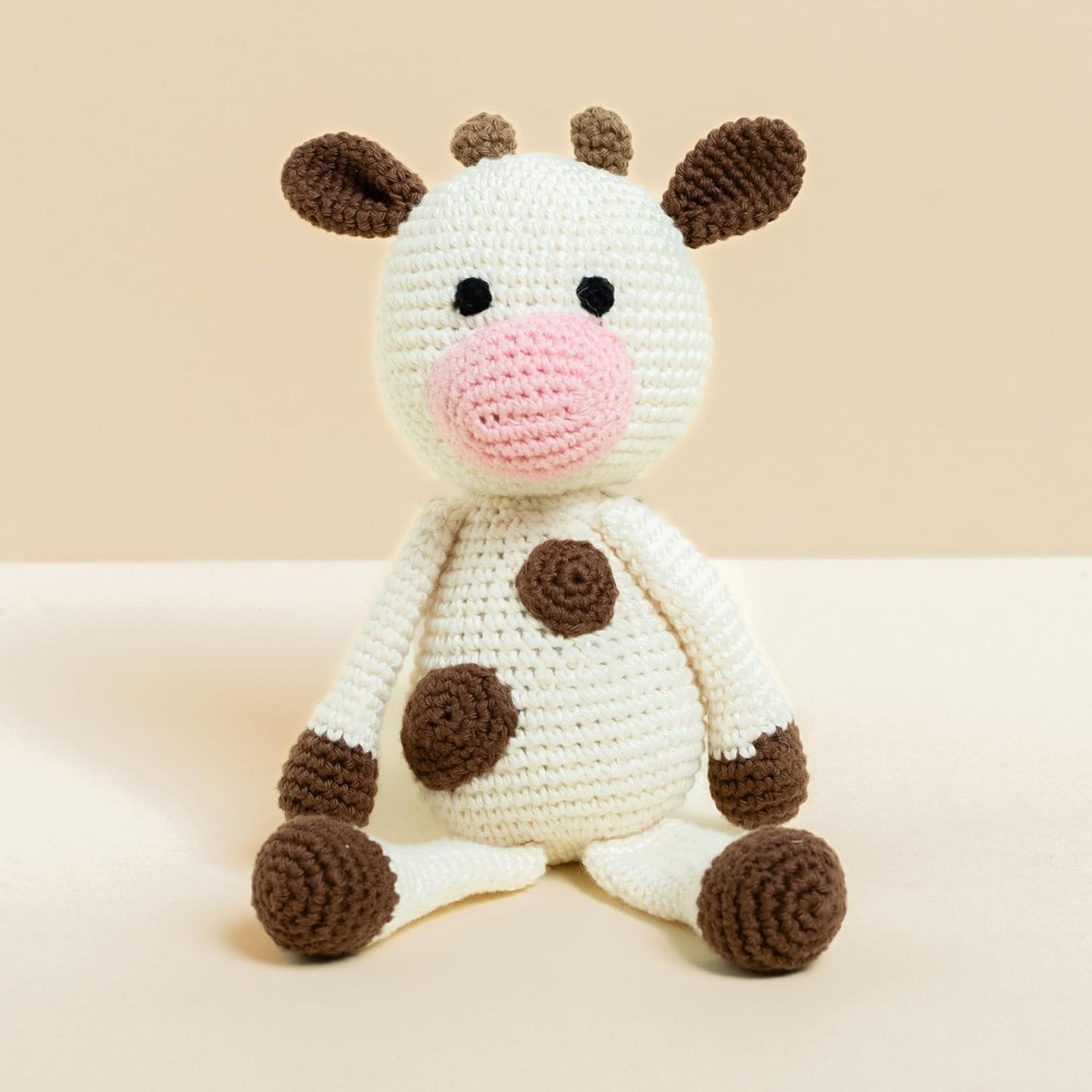 GUBBACHHI Amba Crochet Cow Soft Toy | Sleep Buddy | Plush Stuffed Animal | Handmade in India | Soft Toy for Kids | Gifting for Children | New Born Baby Toy | Crochet Doll | Crochet Toys | 3 Months +