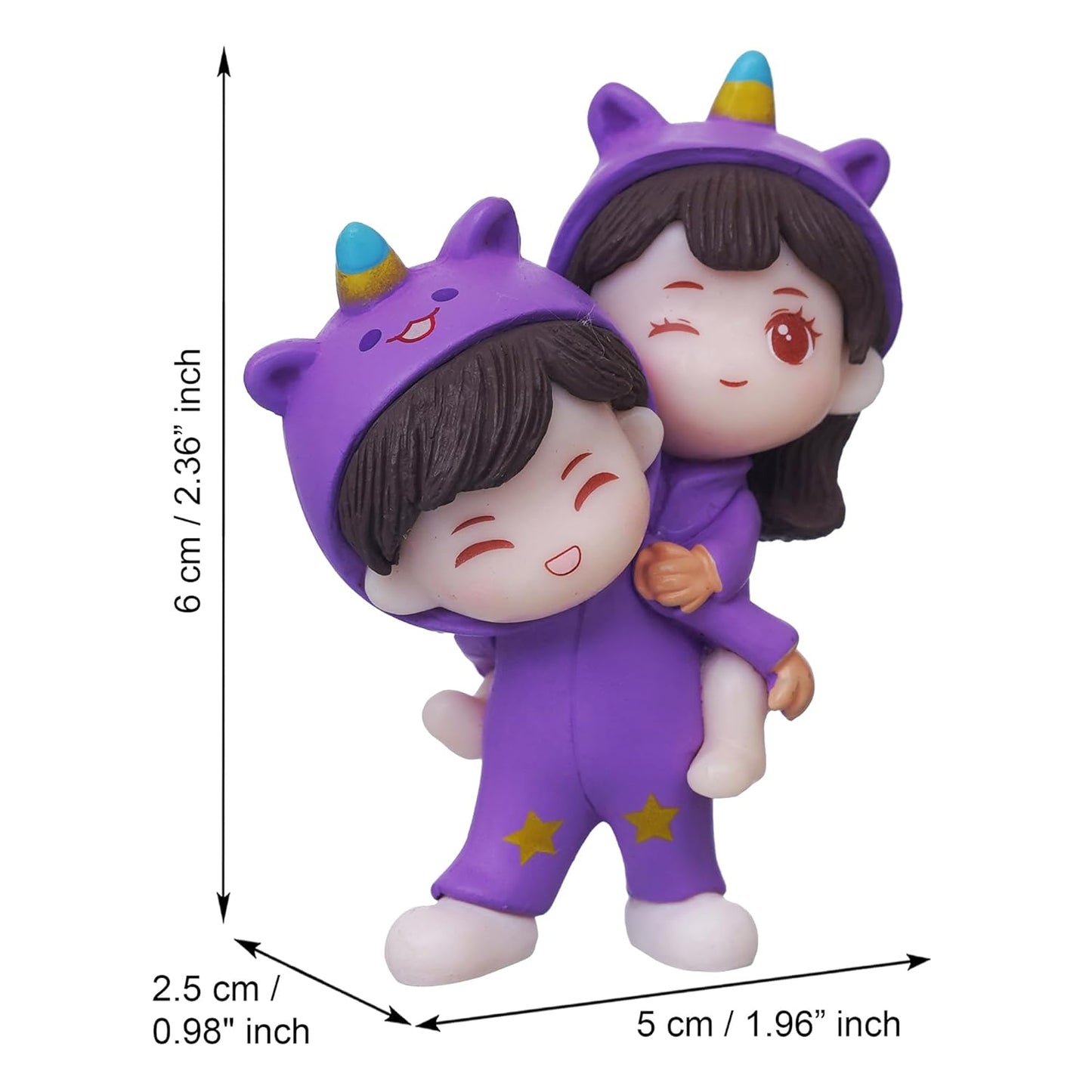 eCraftIndia Valentine Gift for Girlfriend Boyfriend| Purple Resin Miniature Cute Couple Statue Girl on Boy's Shoulder Decorative Showpiece Valentine Day Gift for Husband Wife|Valentine Decoration Item