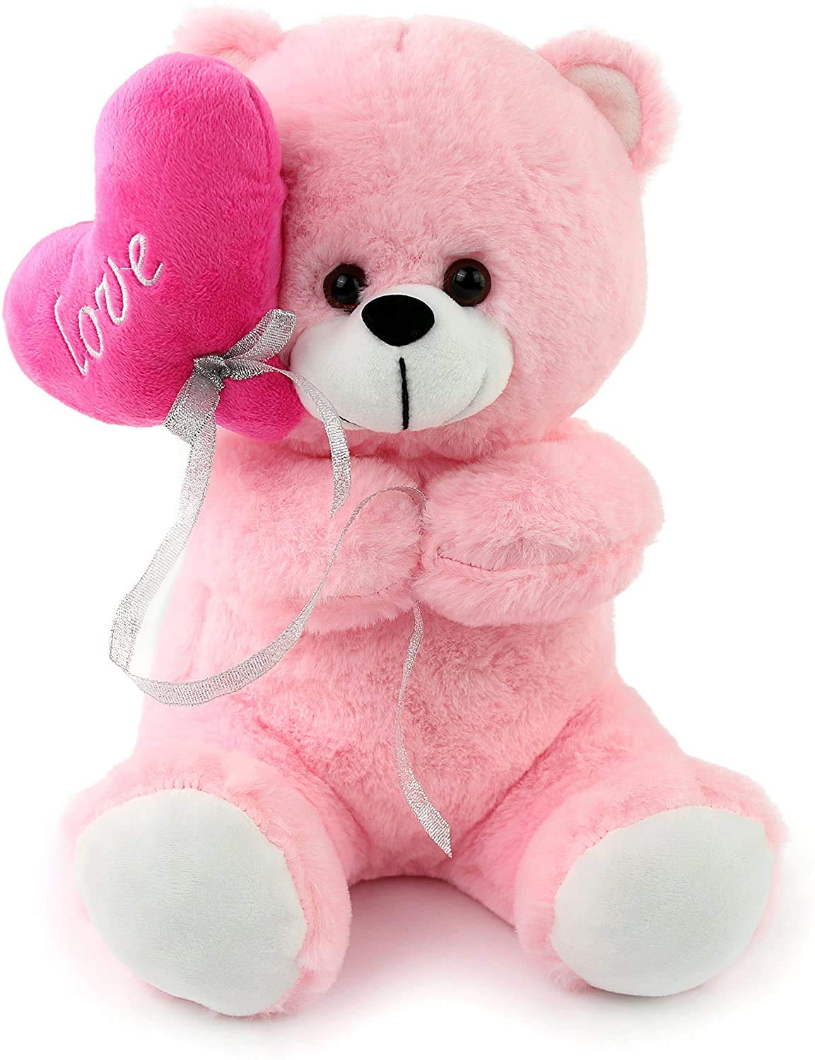 Tickles I Love You Balloon Heart Soft Stuffed Plush Teddy Toy for Kids Girlfriend Boyfriend Valentines Day Birthday Gift (Size:18 cm; Color: Pink)