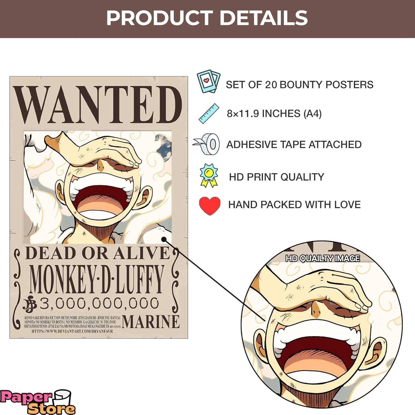 Thepaper9store One Piece Wanted posters|Set of 20 one piece Bounty posters for wall|Self Adhesive|8.3?12 Inches|Anime Posters For Room|(Post Wano Bounties)