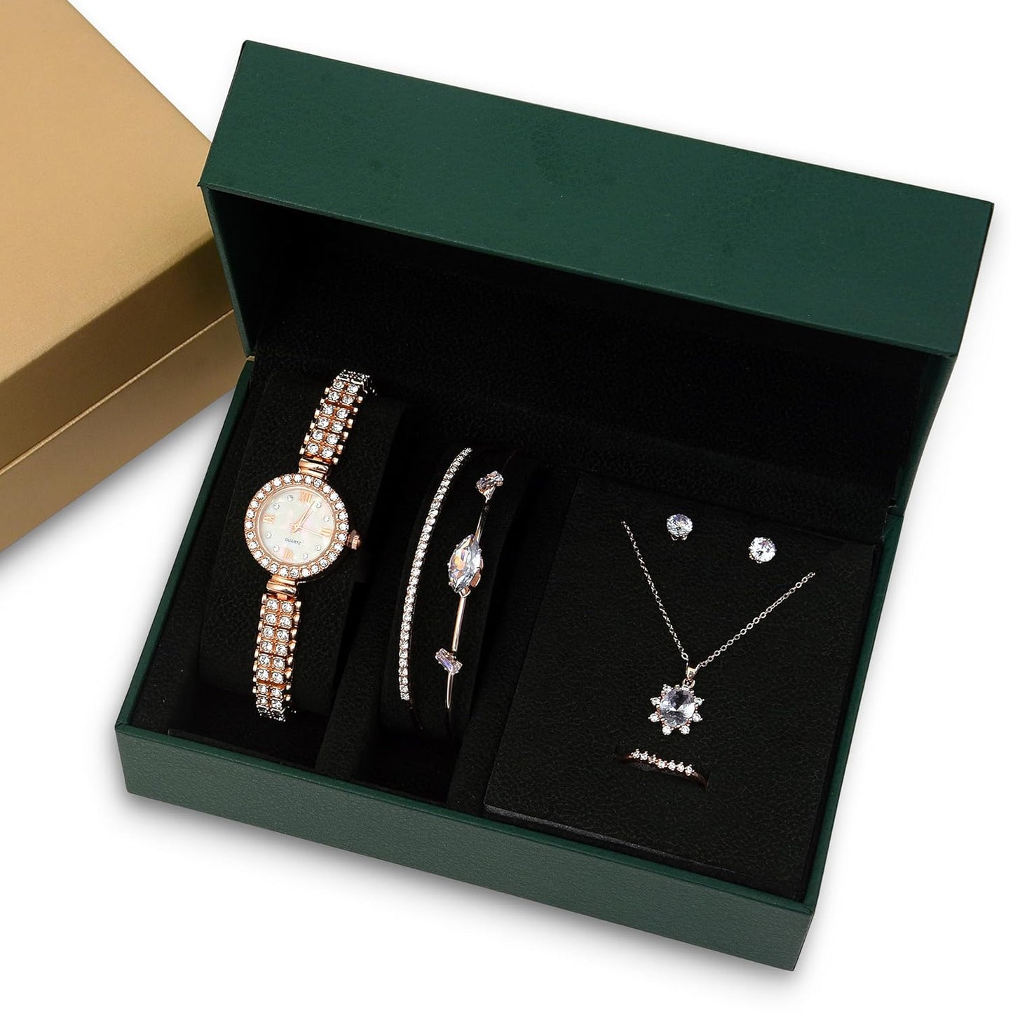 BAREPEPE Rose Gold Watch Gift Set For Women/Girls with Jewellery - Gift for Wife, Sister, Mother, Girlfriend, Valentines Day