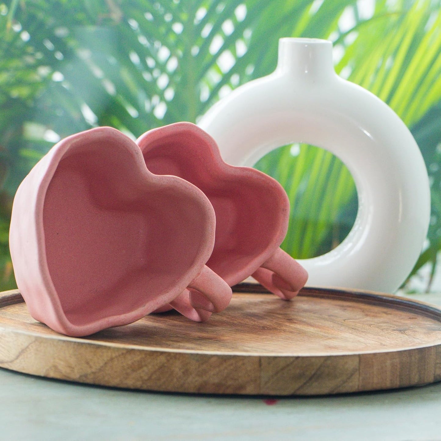 Rare Planet Handcrafted Pink Heart-Shaped Ceramic Mug Pack of 1 - Unique Coffee & Tea Mug for Boyfriend & Girlfriend Aesthetic Drinkware - Valentine's Day Gift Daily Use & Home Decor